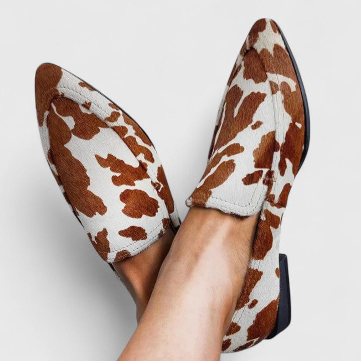 Nicola™ | Cow Print Loafers