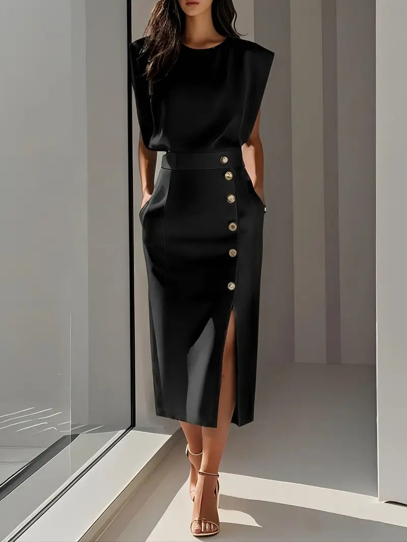 Yasmin™ | Midi Dress with Side Slit