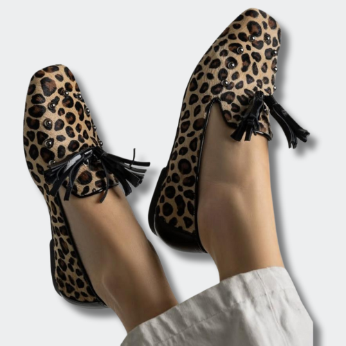 Zoé™ | Leopard Print Loafers with Pom Poms