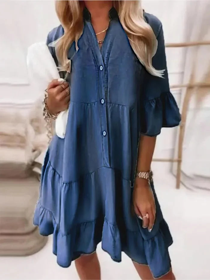 Amy | Ruffle Denim Dress
