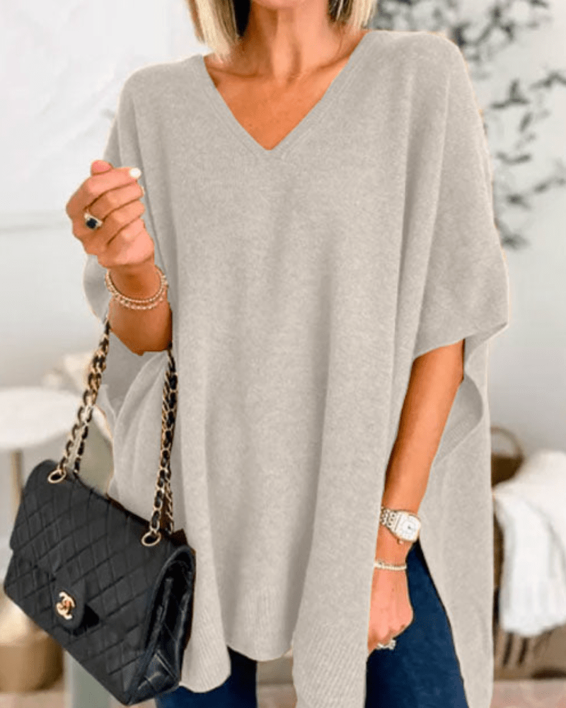 Marielle | V-neck Poncho Sweater