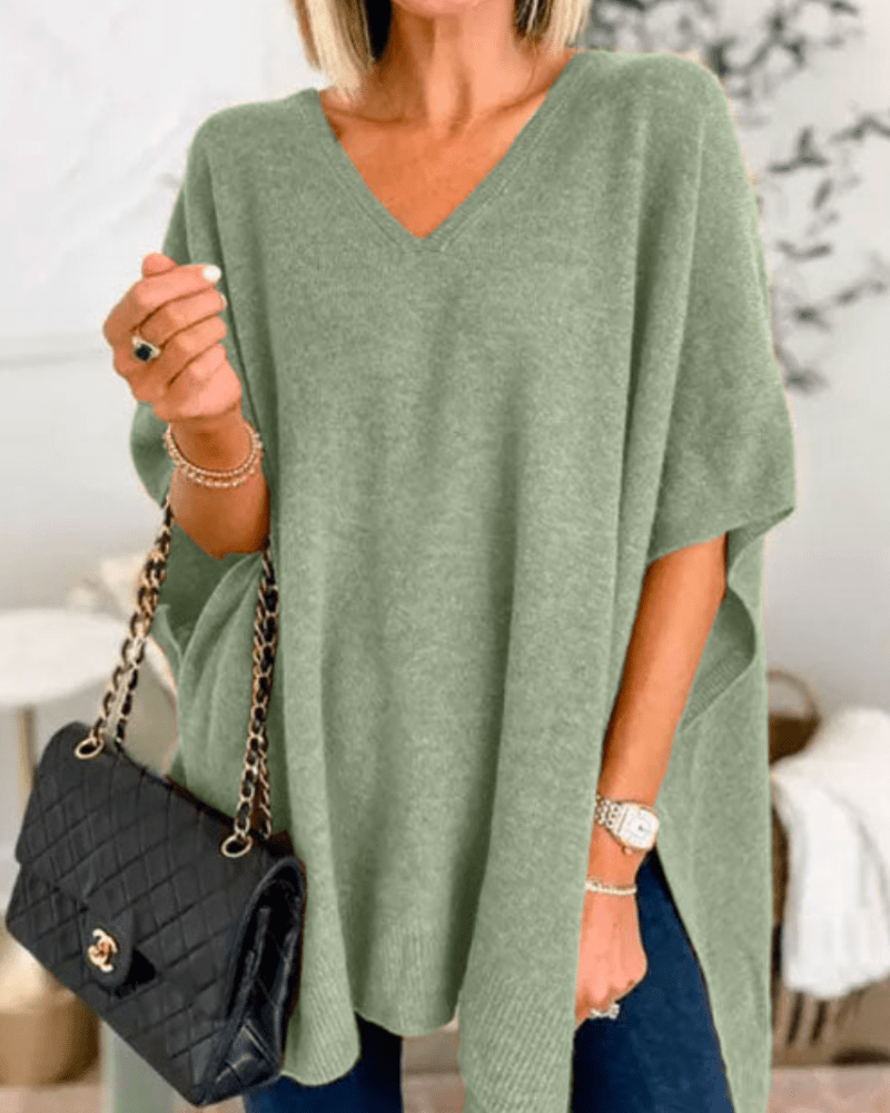 Marielle | V-neck Poncho Sweater