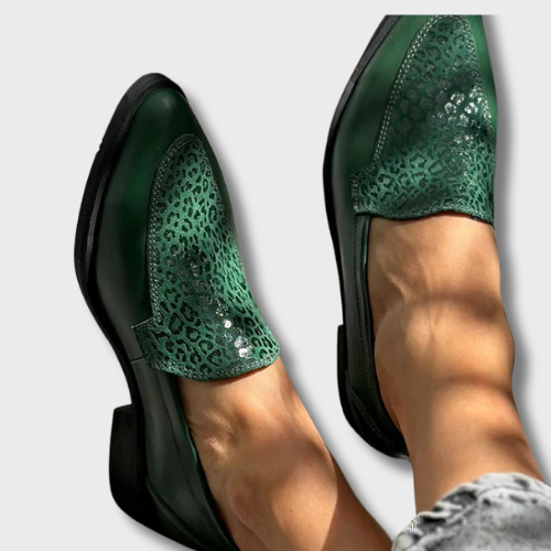 Sophie™ | Green Leopard Moccasin