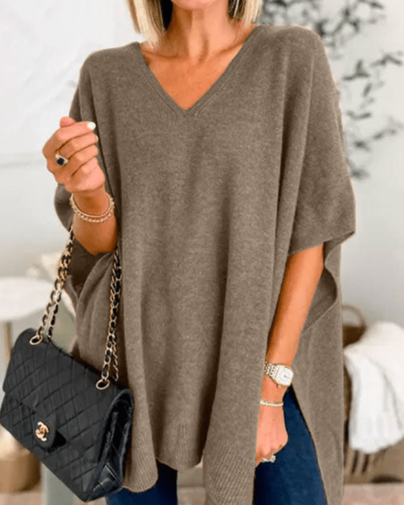 Marielle | V-neck Poncho Sweater
