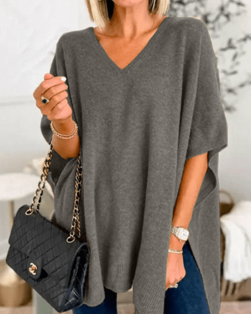 Marielle | V-neck Poncho Sweater