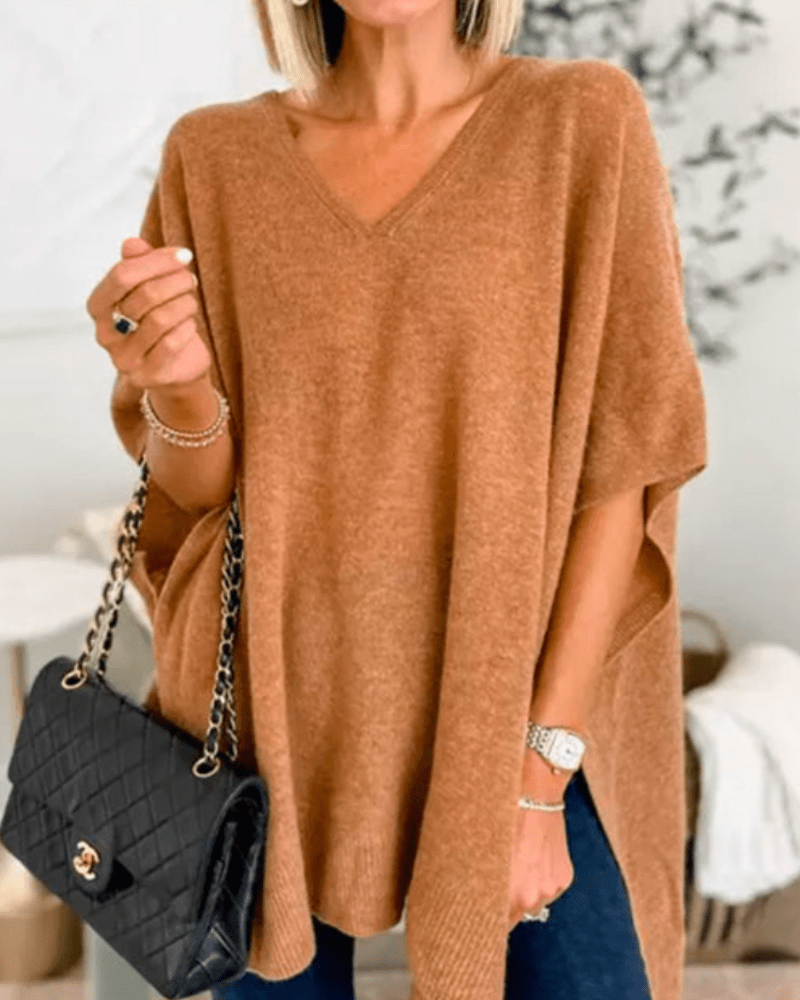 Marielle | V-neck Poncho Sweater