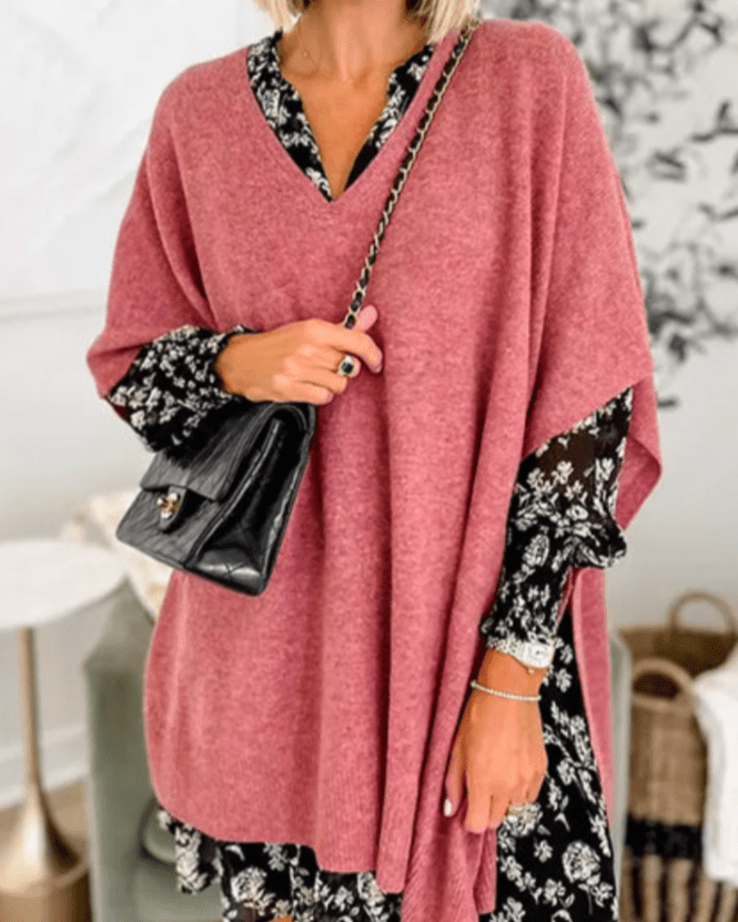 Marielle | V-neck Poncho Sweater