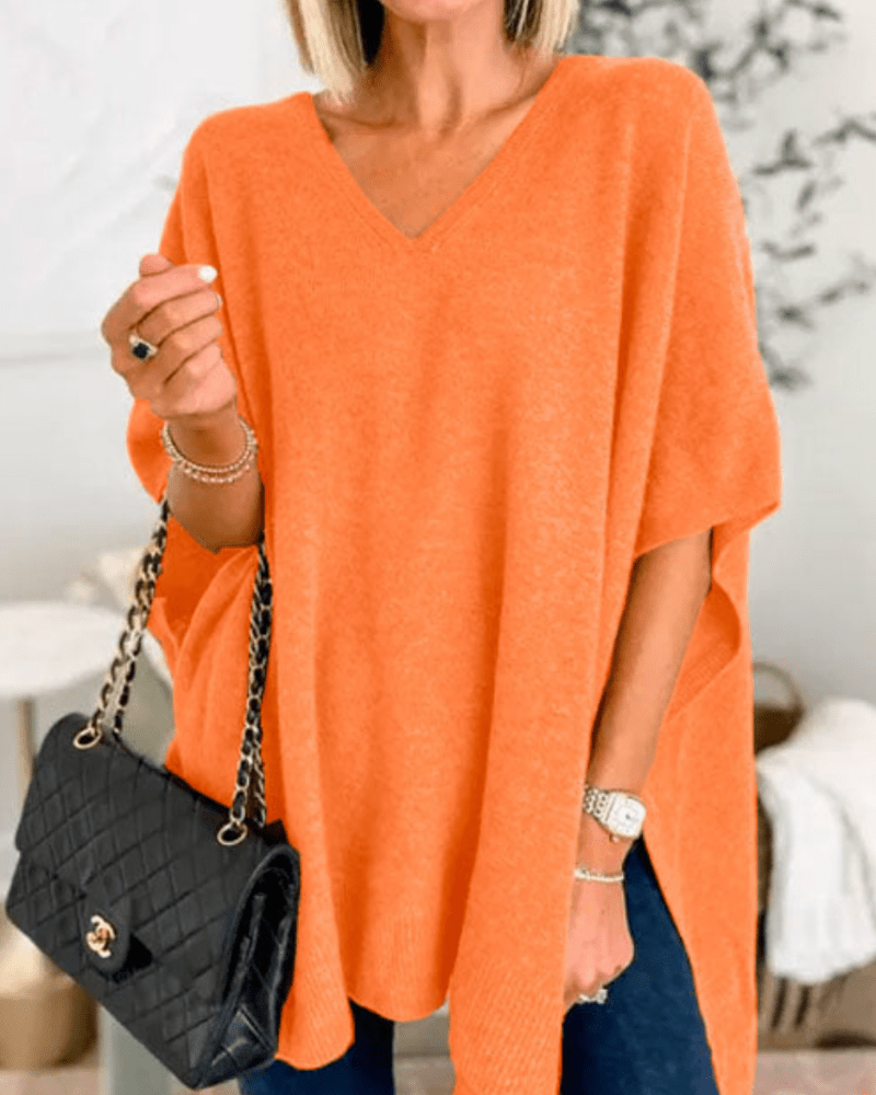 Marielle | V-neck Poncho Sweater