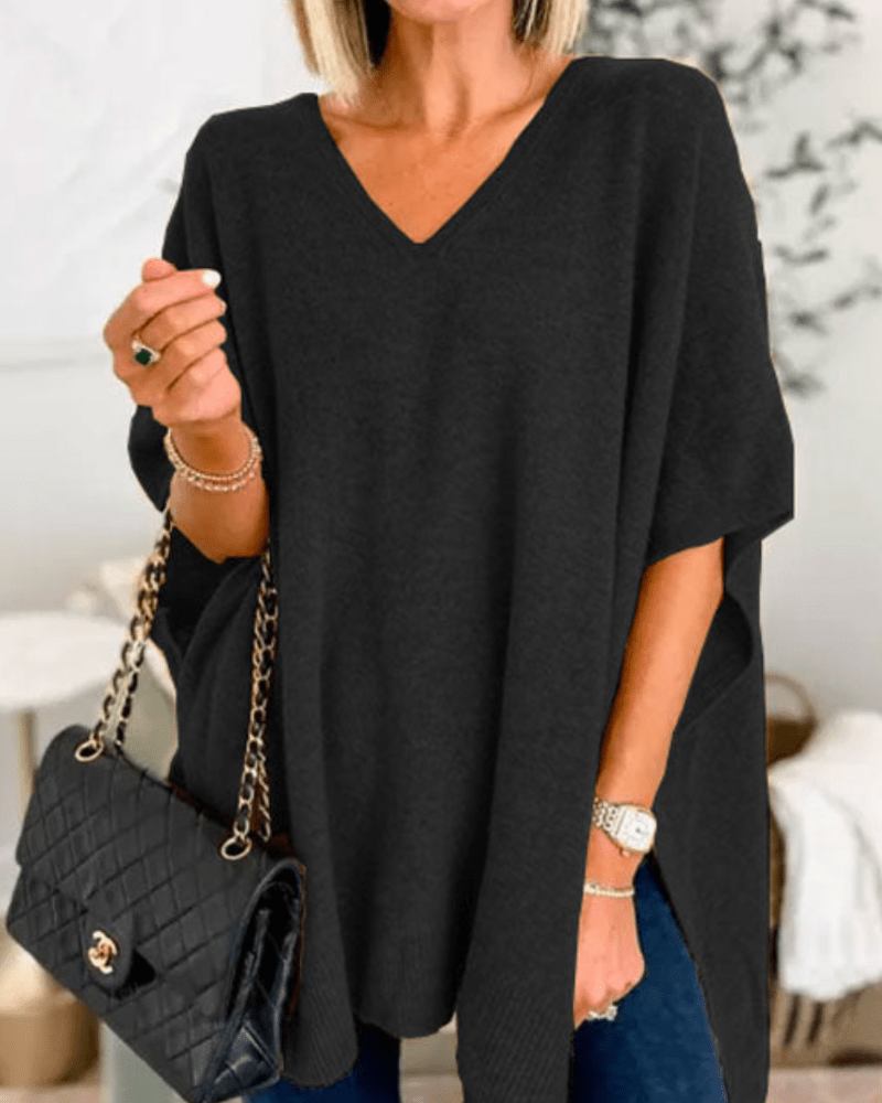 Marielle | V-neck Poncho Sweater